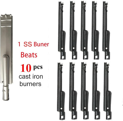 5pcs 16516 Stainless Steel Burners for Bull Grill Replacement Parts + 5pcs 16631 Flame Tamer Flavor Bar + 4pcs 16520 Heat Plate Shield Set,Fits for Bull, Lion, Cal Flame 5 Burner Gas Grills