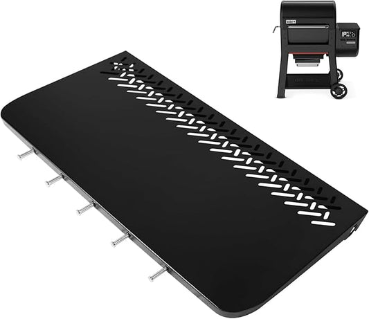 KEESHA Folding Front Table for Weber Searwood 600 Pellet Grill, Replace Weber 3400108, Heavy-Duty Grill Accessories for Food Prep and Storage, 24" x 12.5"