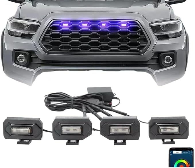 Front Grille Kit With APP Remote Control And 16-Color LED Light Compatible With Tacoma TRD Sport 2020 2021 2022