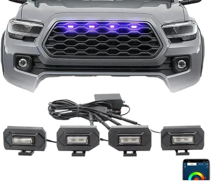 Front Grille Kit With APP Remote Control And 16-Color LED Light Compatible With Tacoma TRD Sport 2020 2021 2022