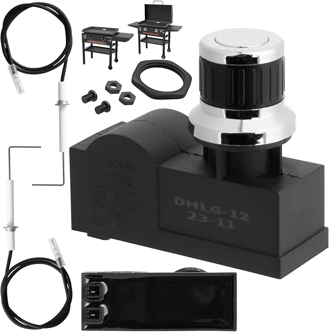 Grill Igniter Kit for Blackstone 28 Inch Griddle Igniter Replacement, Updated Universal 2-Outlet Electronic Ignitor Kit for Blackstone Griddle 28 inches Accessories, AA Battery Required