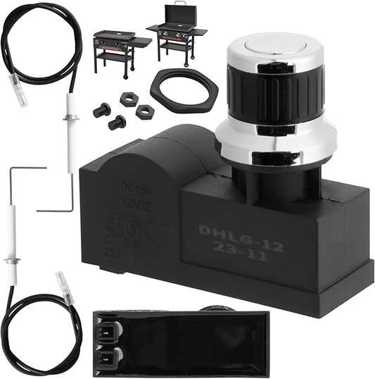 Grill Igniter Kit for Blackstone 28 Inch Griddle Igniter Replacement, Updated Universal 2-Outlet Electronic Ignitor Kit for Blackstone Griddle 28 inches Accessories, AA Battery Required