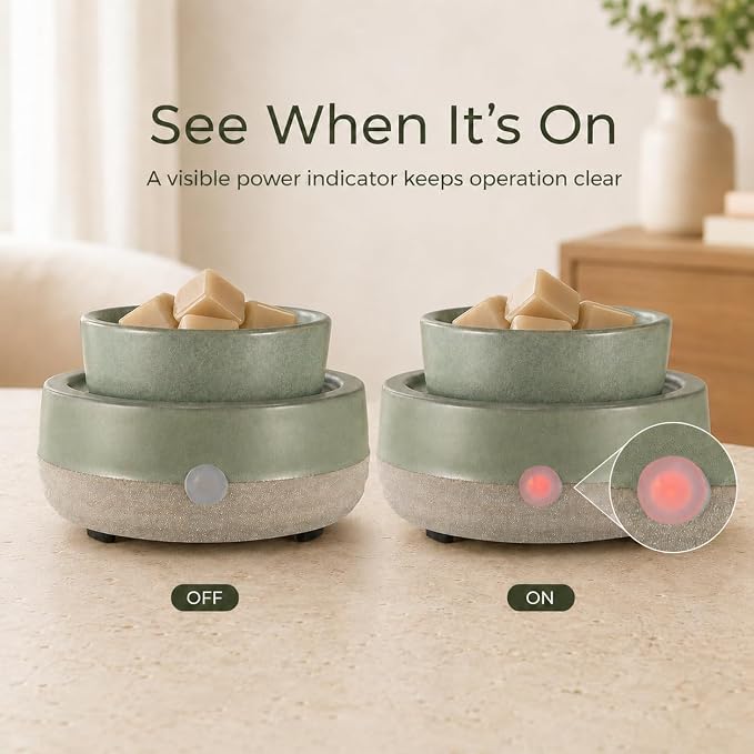 Wax Melt Warmer, Ceramic Electric Candle Wax Warmer 3-in-1 Oil Burner Fits Yankee Large Jar, Scented Candle Holder for Home Decor Thanksgiving Christmas Day Gifts (02-Light Green)