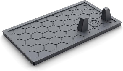 Outset Grill Mat Utensil Holder with Tong Station, 9.5" x 6", Silicone, Black