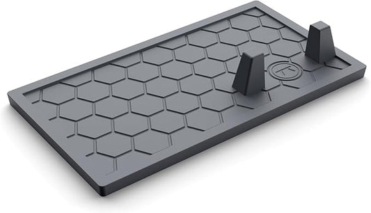 Outset Grill Mat Utensil Holder with Tong Station, 9.5" x 6", Silicone, Black