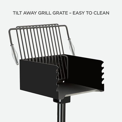 Park Grill Park Style Charcoal Grill In Ground Heavy Duty for Commercial and Outdoor Cooking Rustproof and 360 Degree Swivel 16x16 Inch