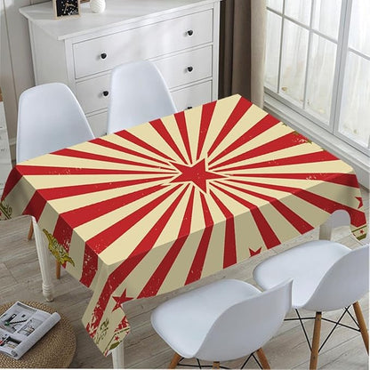 TKS MITLAN Vintage Circus Tablecloth 60x84 Inch Rectangular Carnival Red Stars Sunbeam Fun Performing Art Oblong Table Cloth Kitchen Table Decorations for Home Dinner Party