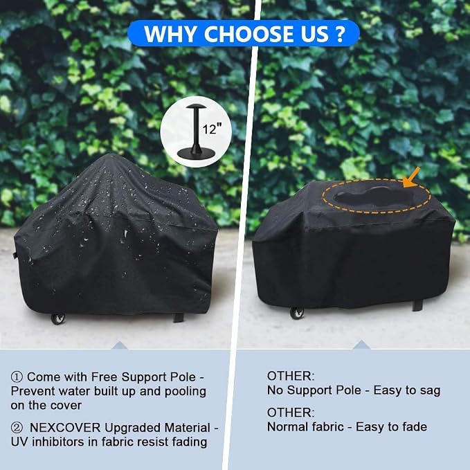 NEXCOVER Griddle Cover for Blackstone 28 Inch 2 Burner Griddle,600D Heavy Duty Waterproof Flat Top BBQ Cover for Outside,Anti-UV/Tear & Fade Resistant/Wind-Proof Gas Grill Cover with Support Pole