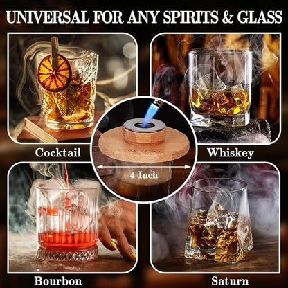 18PCS Whiskey Smoker Kit with Torch - 6 Flavors of Wood Chips, 2 Glasses, Ice Molds - Cocktail Smoker Kit, Old Fashioned Smoker Kit, Birthday Bourbon Whiskey Gifts for Men, Dad, Husband