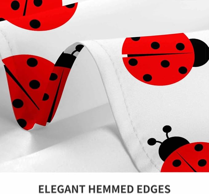 TKS MITLAN Tablecloth Red Ladybug Table Cloth Rectangle Table 60 x 84 Inch Cute Round Dots Skin Fun Cartoon Kitchen Decorations for Home Dinner Party