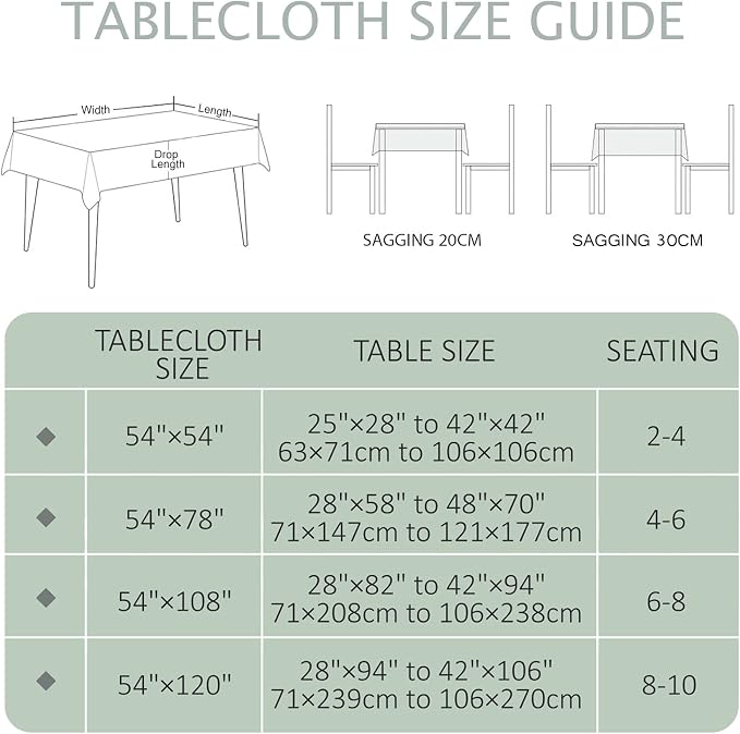 AIRCOWRIE Waterproof Vinyl Tablecloths, Heavy Duty Oil Proof Spill Proof Plastic Table Cloth, Wipe Clean PVC Table Cover for Spring Indoor and Outdoor Use (Green Checkered, 54”×120”, Rectangle)