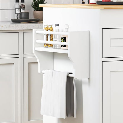 81.5" Kitchen Island with Extendable Dining Table, Rolling Kitchen Cart on Wheels with Spice Rack, Drawer and Door Cabinet for Dining Room, White