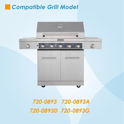 Replacement Kit for Kitchen Aid 720-0893 720-0893A 720-0893D 720-0893G, 7MM Stainless Steel Cooking Grates, Burners and Heat Plates for Kitchenaid Grill Replacement Parts 5-Burner Gas Grill