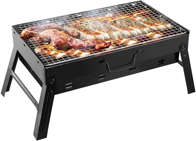 KOCASO Portable Charcoal Grill Foldable - Lightweight BBQ Smoker Grill for Camping, Tailgating, Picnics & Outdoor Grilling, Compact Design with Removable Ash Catcher
