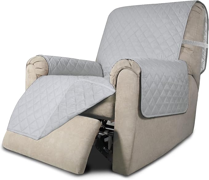 Easy-Going Reversible Couch Cover, Recliner 22 in, Light Gray/Light Gray | Machine Washable Slipcover For Dogs, Water Resistant Furniture Mat For Living Room, Non-Slip Sofa Cover, Pet Friendly