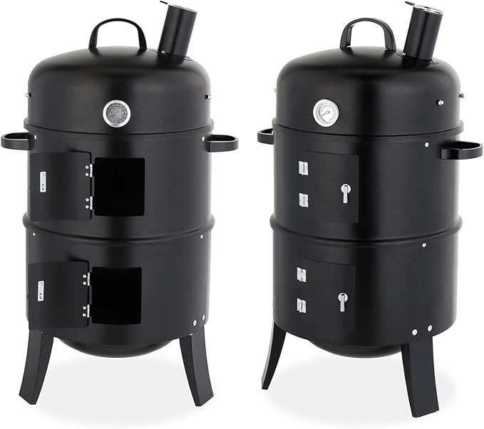 21" Portable Charcoal Grill Barbecue Grills with Thermometer, Layer Iron Round BBQ Grill for Garden Party Picnic Hiking Travel Backyard Cooking, Easy to Assemble, Asadores de Carbon (Black)