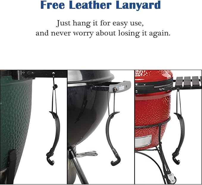 Grill Grate Lifter Cast Iron Cooking Grid Lifter Kamado Grill Accessories Compatible with Big Green Egg,Primo Kamado Charcoal Grill Smoker Set for Moving Hot Plate