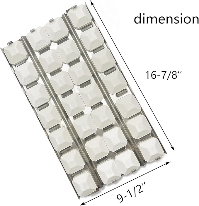 16-7/8" Stainless Steel Heat Plate, Coal Tray Ceramic Coal Ceramic Briquettes Replacement Parts for Lynx 27" 30" 36" 42" 48" 54" CS30, L27, L30, L30PSP, L36, L42, L54, L54PS, LBQ36, LBQ48 Gas grill