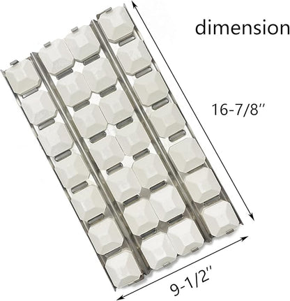 16-7/8" Stainless Steel Heat Plate, Coal Tray Ceramic Coal Ceramic Briquettes Replacement Parts for Lynx 27" 30" 36" 42" 48" 54" CS30, L27, L30, L30PSP, L36, L42, L54, L54PS, LBQ36, LBQ48 Gas grill