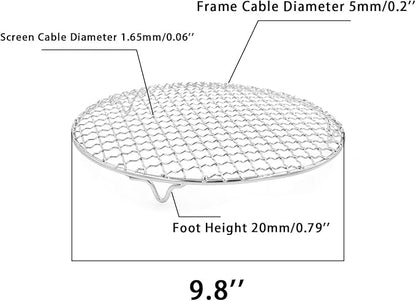 Barbecue Grill Net,BBQ Net for Grilling,Multi-Purpose SUS304 BBQ Grill Mesh, Round Barbecue Wire Rack,BBQ Grate/Steam Mesh for Outdoor Barbeque Camping Charbroil Backyards
