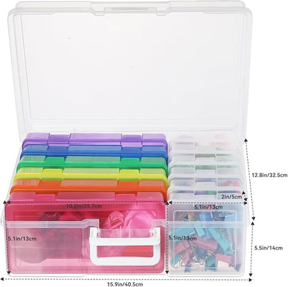 Plastic Storage Box Arts Plastic Container (6Medium Color+ 6Small Clear) | Multifunctional Design,Stackable,Clear,Versatile Organization,Space-Saving,Durable,Dust Protection