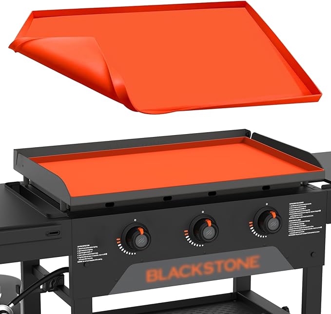 Griddle Cover Mat for Blackstone (28XL), Protect Your Blackstone from Dirt and Rust Throughout The Year, Waterproof and Insect-Proof Mattress Protector, Food Grade Silicone Grill Mat (Orange)