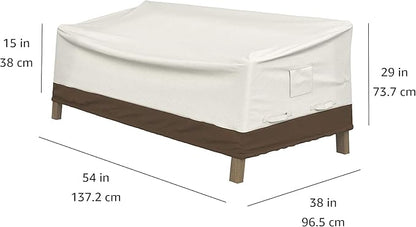 Amazon Basics 2-Seater Deep Lounge Sofa, Outdoor Couch and Patio Furniture Cover, Waterproof, Anti-UV, Water Resistant, Durable, Beige/Tan