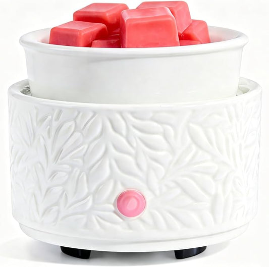 Wax Melt Warmer 3-in-1 Electric, Ceramic Wax Burner for Scented Wax & Essential Oil – Fast Heating, Flame-Free Aromatherapy for Home Office, White