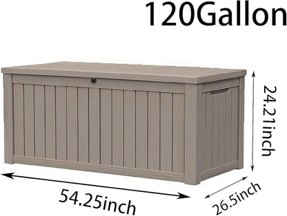 150 GallonOutdoor Storage Box,Resin Deck Boxes Waterproof, IndoorOutdoor Bin for Package Delivery, Patio Cushions, Gardening Tools, Lockable, UV Resistant
