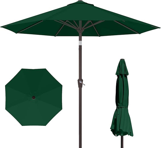 PatioKingdom 10FT Patio Umbrella with Push Button Tilt and Crank, Outdoor Market Umbrella with 8 Fiberglass Ribs, UV Protection Table Umbrella for Pool,Backyard,Garden,Deck