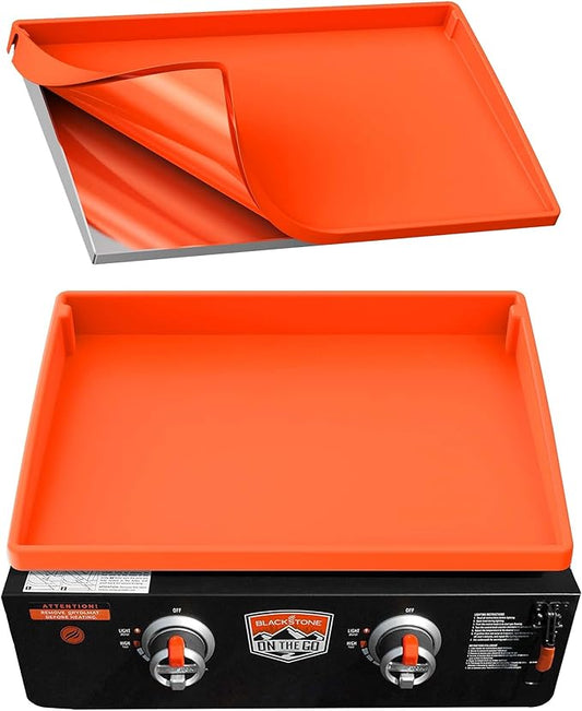 BANGIE 22" Silicone Griddle Mat for Blackstone Accessories - Anti-Warping & UV-Resistant Cover for Tabletop Portable Flat Top Grill, Blocks Condensation Rust (Orange)
