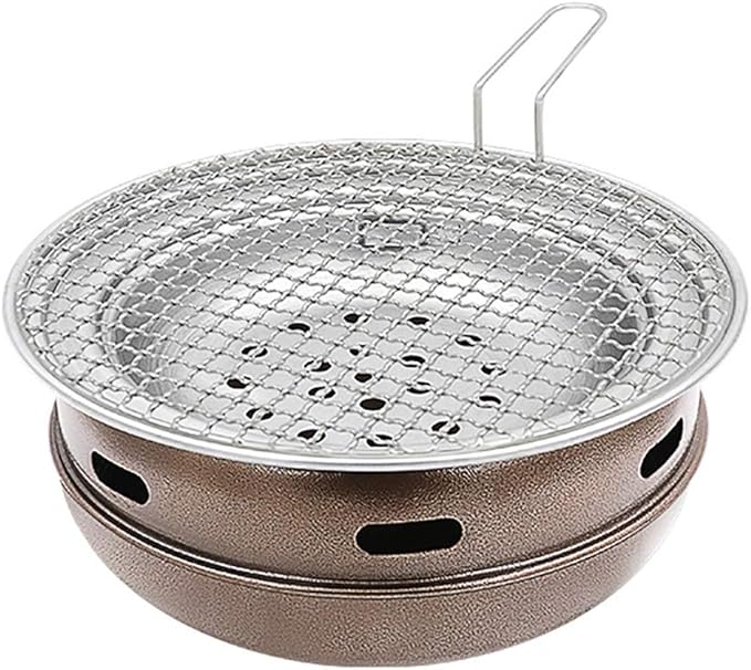 BBQ Barbeque Barbecue,BBQ,Smokeless Charcoal Barbecue Grill,Checked Grill with Handle,Indoor Outdoor,2 Styles (Color : B)