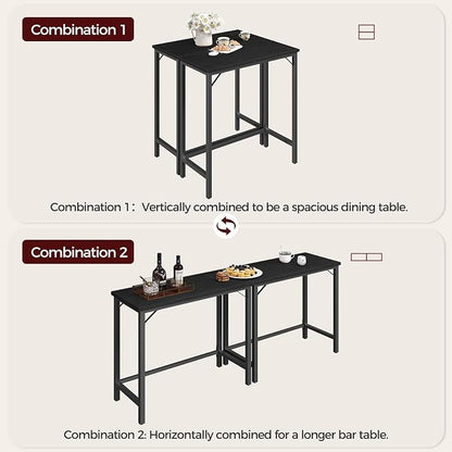 MAHANCRIS Narrow Bar Table, 63-Inch Pub Table for Dining Room, Counter Bar Tables with Sturdy Metal Frame, Connectable Bar Table, Multifunctional Console Table, Black BTBK1601