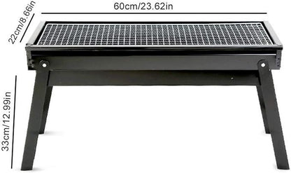 Portable Charcoal Grill Black Metal Foldable BBQ Grills Outdoor Cooking Charcoal Barbeque for Picnic Camping Patio Backyard Cooking 23.62 times 8.66 times 12.99 inch BBQ Gri
