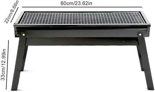 Portable Charcoal Grill Black Metal Foldable BBQ Grills Outdoor Cooking Charcoal Barbeque for Picnic Camping Patio Backyard Cooking 23.62 times 8.66 times 12.99 inch BBQ Gri