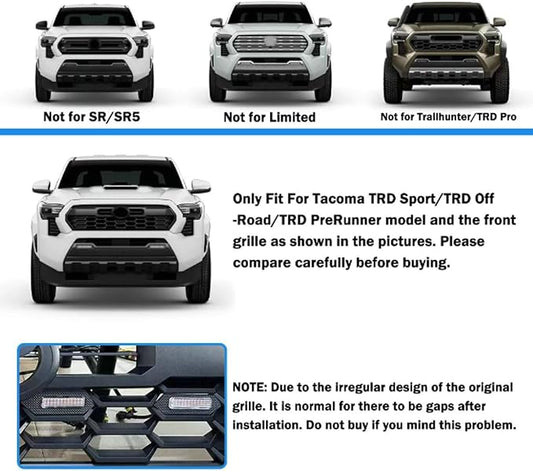 4Pcs Front Bumper Led Grille Lights Kit Smoked Lens Housing Amber for 2024 Toyota Tacoma TRD Series & Trailhunter Model Grilles (Yellow Shell)