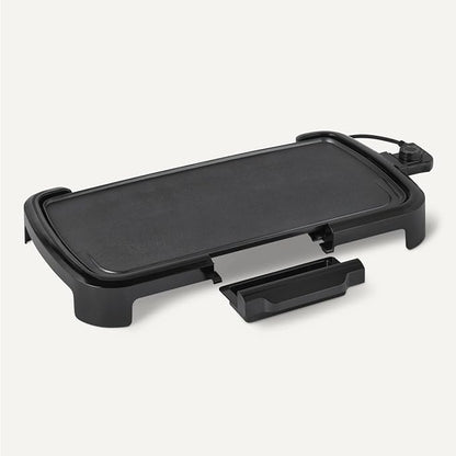 Amazon Basics Electric Griddle with Nonstick Ceramic Coating, Adjustable Temperature, Detachable Dishwasher Safe Plate, Drip Tray, 10 x 20 inches, Black