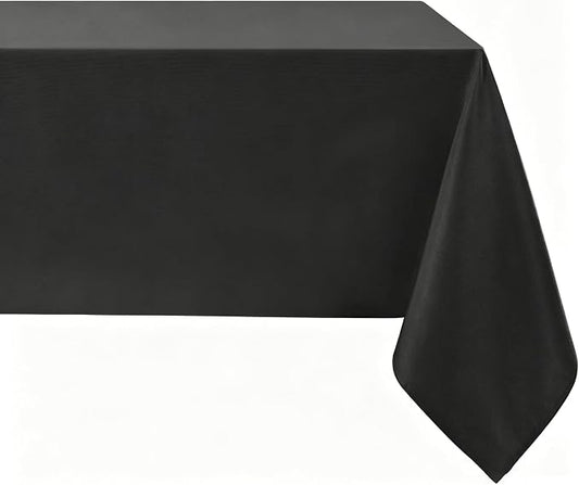 Softalker Rectangle Tablecloth, Waterproof Table Cloths Wrinkle Free Fabric Washable Polyester Table Cover for Dining Party Outdoor Camping Wedding - 60 x 84 inch, Black