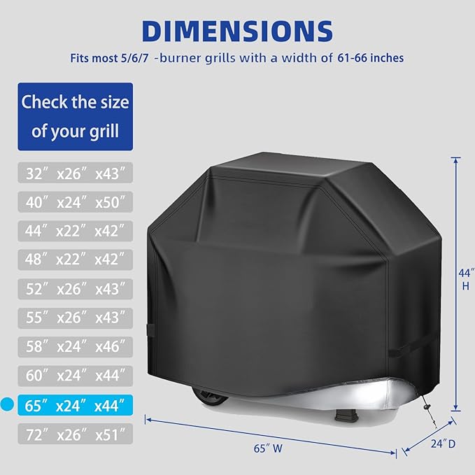 Perfect Grill Cover for Outdoor Grills Waterproof Rip-Proof Weather Resistant for Reliable Protection Griddle Cover Easy to Clean Adjustable Hem Drawstring Fade Resistant (Beige, 65)