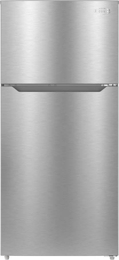 KoolMore 28 Inch 14 Cu Ft Top Freezer Refrigerator, Stainless Steel, Freestanding Full Size Fridge Freezer for Home Kitchen or Garage