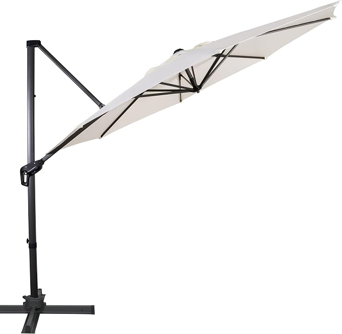 Sunnyglade 10Ft Cantilever Patio Umbrella, 360° Rotation & Integrated Tilting System Offset Umbrella with 8 Sturdy Ribs, Fade-resistant & Waterproof for Garden Backyard Poolside Deck