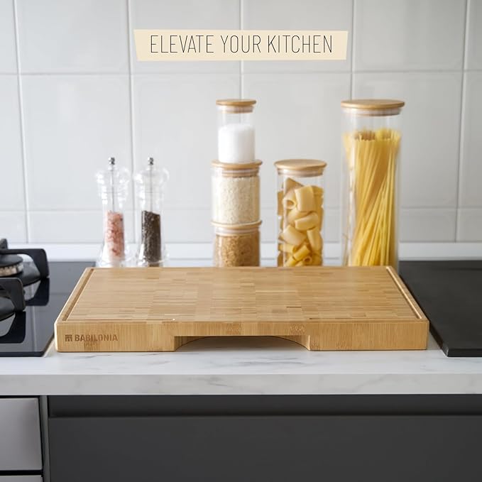 Bamboo Cutting Board, 19.7 x 12.2 Inch (ExtraThick 1.7") Hardwood Professional Butcher Block, Charcuterie Board. End Grain Non Toxic Wood Chopping Board (Oil & Plate Included)