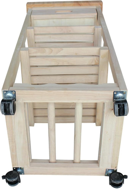 IC International Concepts, Kitchen Trolley, Solid Wood, Real Parawood, 15" W x 15" D x 33" H, 50 lbs/Shelf wt. Capacity, Easy Assembly, DIY, Paint or Stain Your Way, Unfinished