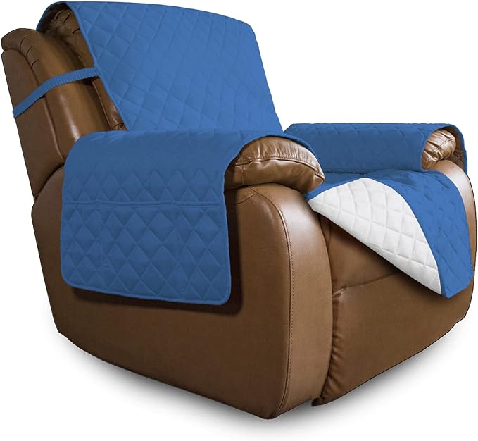 Easy-Going Reversible Couch Cover, Oversized Recliner, Blue/Ivory | Machine Washable Slipcover For Dogs, Water Resistant Furniture Mat For Living Room, Non-Slip Sofa Cover, Pet Friendly