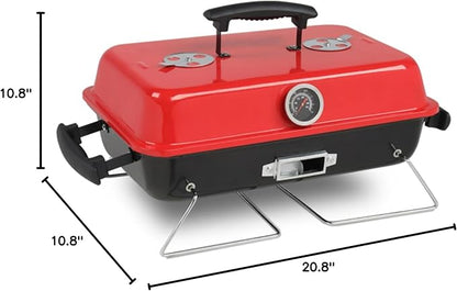 Portable Charcoal Grills, Outdoor Small Barbecue Grill with Lid, BBQ Grill Set, Tabletap Smoker Grill for Cooking Backyard Camping Picnic Garden Party