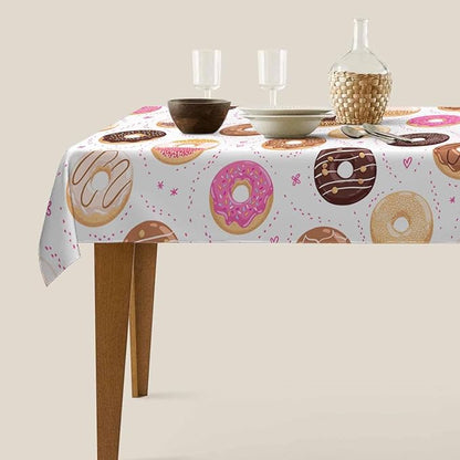 TKS MITLAN Donuts Tablecloth 60x84 Inch Rectangular Sweet Food Heart Shape Dots Chocolate Sauce Dessert Oblong Table Cloth Kitchen Table Decorations for Home Dinner Party