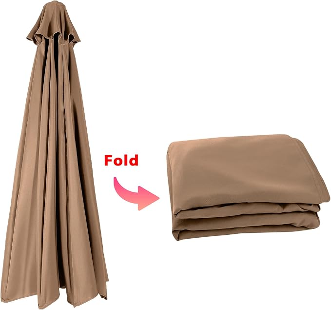 ABCCANOPY 7.5ft Outdoor Umbrella Replacement Top Suit 6 Ribs (Tan) | 1 Year No Fading,Blocks 95% Harmful Rays,Double-Stitch Seams, Easy Install & Storage,Canopy Only,Ideal for Patio, Garden