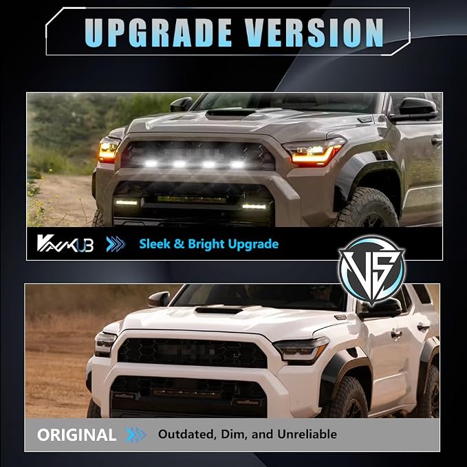 4 PCS Full LED Front Grille Lights for Toyo-ta 4runner 2025 TRD & TRD PRO & Trailhunter, White LED Grilles Clearance Light, 4Runner Accessories