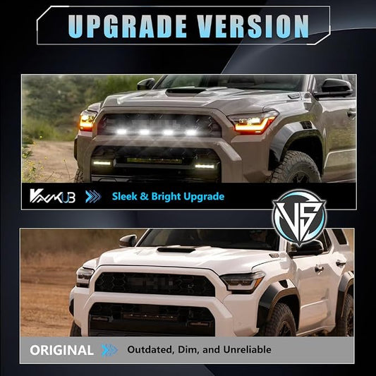 4 PCS Full LED Front Grille Lights for Toyo-ta 4runner 2025 TRD & TRD PRO & Trailhunter, White LED Grilles Clearance Light, 4Runner Accessories