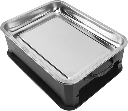 Fish Charcoal Alcohol Stove Stainless Steel Rectangular Grill for Commercial Use 2.2‑4.4lb Fish Pan for Home (Closed Black)